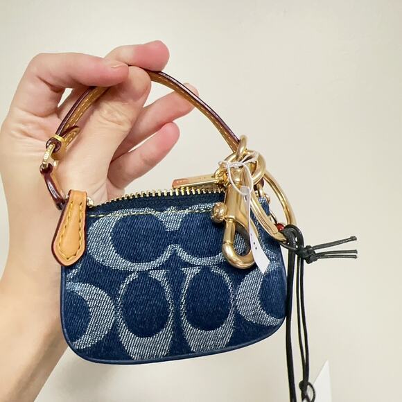 NWT Limited Coach CZ085 Mini Nolita Bag Charm In Signature Denim - Picture 6 of 9